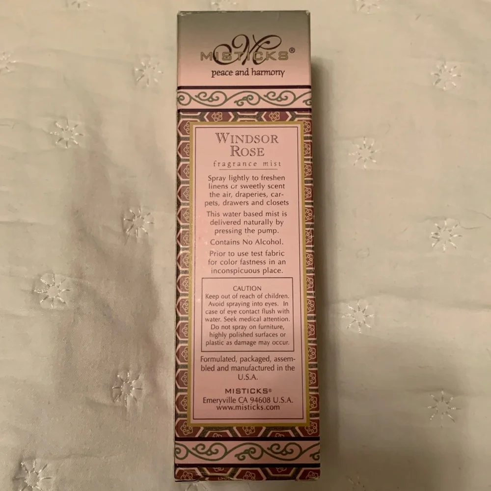 Misticks Windsor Rose Fragrance Mist, Water-based, Scent for Air & Linens, NIB